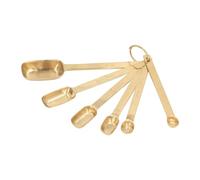 6PCS Rectangle Measuring Spoon Set Stainless Steel Small Tablespoon Measuring Spoon Cups with Buckle Cooking Utensils for Kitchen(Gold)