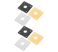 6pcs Rectangular Electric Guitar Jack Cover Plate, Plastic Flat Design | Hole Spacing 19.5mm and 25mm, White Black Yellow 2 Each, Stage Show Use