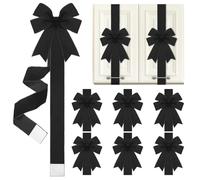 6Pcs Red Christmas Bows Set for Cabinet Doors and Windows Decoration Retro Velvet Bow for Front Door Kitchen Cupboard Home Decor (6 Pcs Black, 200 cm/ 78.74 inches)