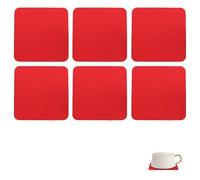 6pcs Red Cup Coasters For Drink 10cm*10cm Silicone Cup Mats Non-slip Square Coasters Heat Resistant Table Protector