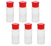 6Pcs Red Plastic Pepper Shaker Set for Kitchen Spice Dispensing