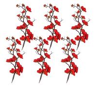 6pcs Red Plum Blossom Branch Cupcake Toppers for Birthday Dessert | Branch Design, Easy Placement, for Tea Parties, Weddings, Showers, Appetizers