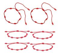 6Pcs Red String Bracelet,7 Knot Design String Protection Lucky Bracelets for Women Mens Handmade Woven Unisex Adjustable Thread Wristbands Girls Boys Family Amulet Birthday Gift Comfortably Durability