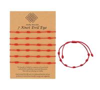 6PCS Red String Bracelets, 7 Knot Adjustable Kabbalah Amulet Cord Protection Red Bracelet, Good Luck String Bracelet, Handmade Cord Talisman for Women, Girls, Boys Good Luck Mother's Day Gift