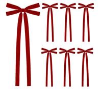 6Pcs Red Velvet Ribbon Bows, 8 x 20 Inch Extra Large Christmas Tree Bow with Long Tail for Xmas Tree Holiday Wreath Garland Fireplace Staircase Door Window Home Decor