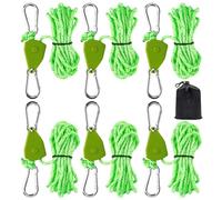 6PCS Reflective Tent Guy Ropes, 4 mm TentCamping Cord with Pulley, 4M Heavy-Duty Guide Buckle Rope with Aluminum Adjuster, Tent Guy Ropes for Awning Outdoor TentTarp Gazebo Hiking Awning Picnics-G