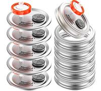 6Pcs Regular Mouth Liquid Culture Lid,Split-type Grain Spawn Cultivation Mason Jar Lid with 0.22um PTFE Syringe Filter & 20mm Self Healing Injection Ports For Mushroom Growing Mycology(Silver)