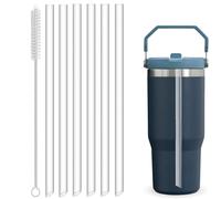 6PCS Replacement Straws Compatible with Stanley IceFlow Flip 30oz Stainless Steel Tumbler, Reusable, Clear, Food Grade & BPA-Free Drinking Straws with Cleaning Brush