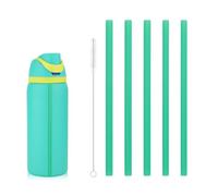 6pcs Replacement Straws for Owala FreeSip Water Bottles 24/32oz, Reusable Plastic Straws with Cleaning Brush 24/32oz Tumbler Accessories (Light Green)