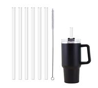 6pcs Replacement Straws for Stanley Adventure Quencher Travel Tumbler, Plastic Long Staw with Bonus Cleaning Brush fit for Stanley 40oz Tumbler,Clear Reusable Straw for Stanley Cup Accessories.