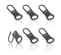6pcs Replacement Zipper Pull, Detachable Zipper Pull Tabs Metal Zipper Pull Cord Extender Zipper Pull Repair Kit for Jackets Jeans Boots Backpacks Suitcases Purses (Dark Gray)
