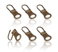 6pcs Replacement Zipper Pull, Detachable Zipper Pull Tabs Metal Zipper Pull Cord Extender Zipper Pull Repair Kit for Jackets Jeans Boots Backpacks Suitcases Purses (Bronze)
