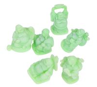 6pcs Resin Laughing Buddha Figurine Mini Zen Sculpture for Home Decor