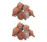 6pcs Resin Mini Otter Figurines for Cake Decoration, Realistic Figures