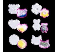 6Pcs Resin Shaker Moulds, Quicksand Silicone Molds, Geometric Animal Epoxy Casting Mold for DIY Keychain, Pendant, Jewelry Making, Home Decor Craft (6PCS)