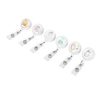 6pcs Retractable Badge Holder Cute Animal Pattern 360 Degree Rotating Clip for ID Name Tag Card Office School Hospital ABS Material 31.1in Drawstring