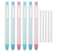 6Pcs Retractable Click Eraser with 6Pcs Refill Erasers, Colourful Premium Pen Style Rubber Stick Erasers Mechanical Grip Eraser for Kids Students Artist Painting Writing