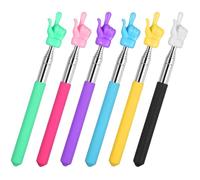 6pcs Retractable Teacher Pointer Stick Multicolor Hand Pointer Student Pointing Finger Stick Extendable Finger Pointer Telescopic Classroom Pointer for Elementary School Kindergarten Read Presentation