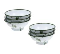 6pcs Retro Enamel Footed Bowl for Rice, Soup, Salad, Large Capacity