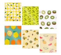 6Pcs Reusable Beeswax Wrap for Food Eco-Friendly Beeswax Food Wraps Set Organic Cotton Biodegradable Storage Wrappers for Cheese, Fruit, Sandwich Wrappers Bowl Covers