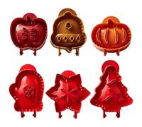 6pcs Reusable Cake & Pie Moulds Set: Hand Pie Maker, Mini Pie Makers for Christmas & Halloween Baking Decor, One-Press Biscuit, Cookie, Pastry Moulds - Ideal Baking Gift for Home Bakers, Easy Clean