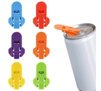 6PCS Reusable Leakproof Can Cover & Easy Can Opener - Colourful Plastic Drink Protector Caps with Ring Pull Opener, Prevent Insects Dust for Pop Beer Coke Soda at Outdoor BBQ Garden Party Picnic