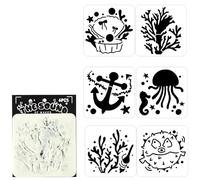 6Pcs Reusable PET Painting Templates 5x5Inch Sea Creature Painting Stencils for Kids Drawing Scrapbooking Journal Album Safe Stencils for Preschoolers