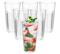 6PCS Reusable Plastic Glasses, 580ml Transparent Unbreakable Plastic Cups, Stackable Acrylic Drinking Glasses, Premium Cocktail Glasses Tumblerfor Water Juice Beer Party Picnic Barbecue Camping