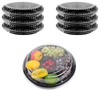 6PCS Reusable Plastic Platters Set with Lids - Multi-Compartment Serving Trays for Buffet Party Catering Dishwasher-Safe Snack Tray for Sushi, Canapés, Veggie Dips & Charcuterie（30cm）