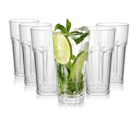 6PCS Reusable Premium Plastic Cups, 13.5 OZ Transparently Acrylic Tumbler Glasses, Unbreakable Stackable Cocktail Glasses for Kids and Adults, 420ml Drinking Cup for Dishwasher Safe Home Picnic
