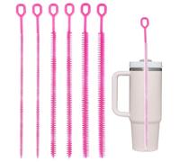 6pcs Reusable Straw Cleaner Brushes, 4/6/8/10/12/15mm, Reusable Straw Brushes for Straws, Cleaning Accessories for Stanley Cup Tube Gap Water Bottles Tumblers (Pink)