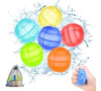 6PCS Reusable Water Balloons for Kids, Dual Opening Silicone Water Balloons Balls Self Sealing Fast Fillable Water Bombs with Mesh Bag for Summer Outdoor Toys Pool Party