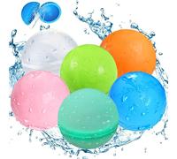 6pcs Reusable Water Balloons for Kids Non-Magnet Self-Sealing Quick Fill Water Balloons with Mesh Bag Summer Silicone Water Balls for Adults, Beach,Pool Party Beach Water Toys