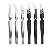 6Pcs Reverse Ceramic Tweezers Pointed Curved Tips Non-Conductive Soldering for Jewelry-Making Tool Ceramic Set Jewelry