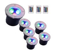 6PCS RGB Underwater Pond Lights - 12-24V Round Recessed Spotlight, IP68 Waterproof Color Changing Submersible LED Fountain Lamp, Underwater LED Lights, for Garden Pool Illumination(3W(24v))