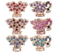 6pcs Rhinestone Crystal Heart Bow Hair Claw Clips for Women
