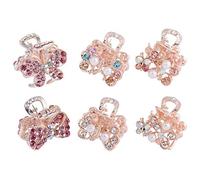6pcs Rhinestone Crystal Small Jaw Claw Hair Clips Alloy