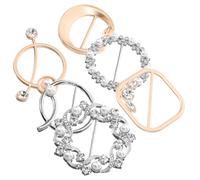 6pcs Rhinestone Shirt Ring Alloy Clip for Ladies | Delicate Metal Finish, Smooth Surface and Sturdy Workmanship, Six-piece Set in Mixed Silver and Mist Gold