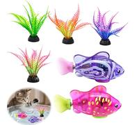 6PCS Robo Fish, Interactive Robotic Fishes, Engaging Cat and Dog Play, Bath Time Entertainment for Pets, Multi-Colour Aquatic Design with Green and Red and Pink and Purple Fish