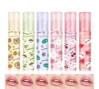 6Pcs Roll on Lip Gloss Glow Oil Set,Hydrating and Nourishing Clear Cute Lip Plumping Lip Oil Fruit Scents Vegan Lip Gloss Base for Women