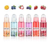 6Pcs Roll On Lip Gloss Set, Mini kids Lip Gloss Fruit Flavored, Moisturizing Lip Oil Make up for Teens and Girls, Hydrating Long Lasting Glossy, Christmas Party Favors Gift, Vegan & Cruelty-Free