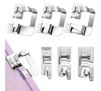 6PCS Rolled Hem Presser Foot Kit, Adjustable Rolled Hem Presser Foot,3Narrow Rolled Hem Presser Set(3/4/6mm), 3Wide Rolled Hem Foot Set(4/8,6/8,8/8In),for Machine Presser Most Domestic Sewing Machines