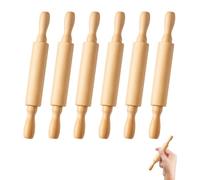 6Pcs Rolling Pin for Baking,Clay Pins,Fondant Small Roller,Wood Dough Products,Craft Dumpling Housewares Equipment, for Baking DIY Handmade Halloween Christmas Presents - 14cm