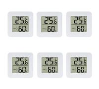 6PCS Room Thermometer, Digital Room Hygrometer Accurate Temperature Humidity Meter Gauge Monitor Indoor Humidity Meter Large LCD Display Celsius for House Greenhouse Baby Office Garden Cellar (White)