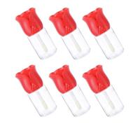 6pcs Rose Flower Empty Lip Gloss Tubes ABS Refillable Bottles | Body, Visible Fill Level, Portable Cover, for Lip Balm and Liquid Cosmetics, Daily Makeup Kit
