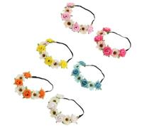 6pcs Rose Flower Headband, 50x5x1cm Bohemian Elastic Floral Wreath | Cloth Design, Comfortable All-Day Wear, Elegant Style for Parties, Prom Nights, Festivals and Honeymoon Photos