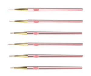 6pcs Rose Gold Nail Art Liner Brush Nylon Metal | Portable DIY Painting Tool, Comfortable Grip, Practical Use, Salon Nail Art Tools for Drawing and Dotting
