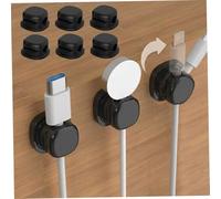 6Pcs Rotatable Cord Organizer Adhesive Cord Holder for Nightstand Cable Clips for Phone Chargers Home Office Car Nightstand (Black) Rotatable Organizer, Holder for, Phone Cabl