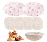 6Pcs Round Bread Proofing Basket Cloth, 4 Pieces of linen and 2 Pieces of Eva Bread Proofing Baskets, Round Bread Proofing Basket Cloth Liner, Bread Proofing Cover for Professional and Home Bakers