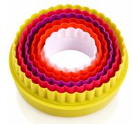 6Pcs Round Cookie Cutter Set, Two Side Plastic Cookie Cutters(Random Color) | Multi-size Circle Biscuit Cutters Cookie Shaper for Sandwich Cake Fondant Fruit Vegetable Baking DIY